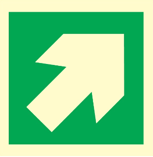 [334421] SAFETY SIGN ARROW 45DEG UP (R) 150X150 MM
