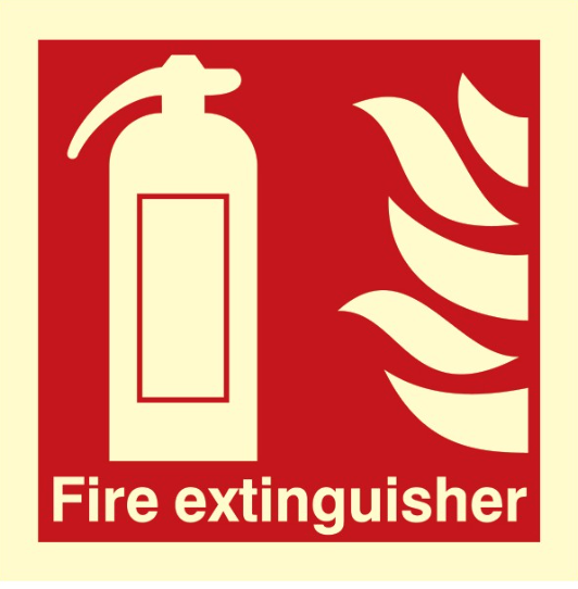 [336100] FIRE EQUIPMENT SIGN (RED) FIRE EXTINGUISHER 150X150 MM