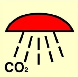 [336007] FIRE CONTROL SIGN SPACE PRTCTD BY CO2 150X150 MM