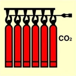 [336048] FIRE CONTROL SIGN CO2 BATTERY 150X150 MM CO2 ROOM