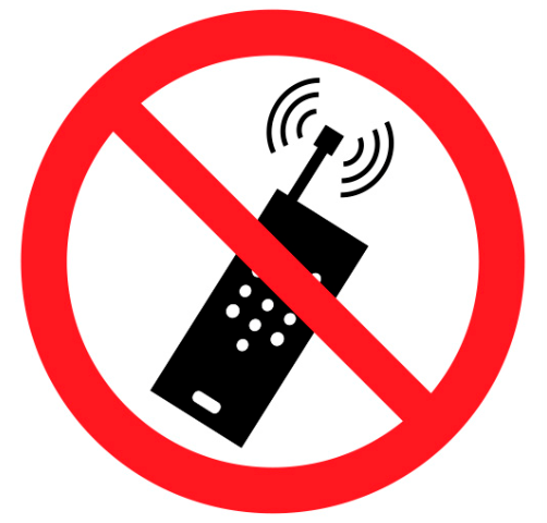 [338510] SIGN WHITE VINYL SELF ADHESIVE 150X150 MM, DO NOT USE WIRELESS PHONE