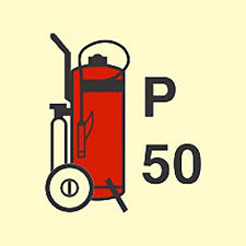 [336085] FIRE CONTROL SIGN WHEELED POWDER FIRE EXTINGUISHER