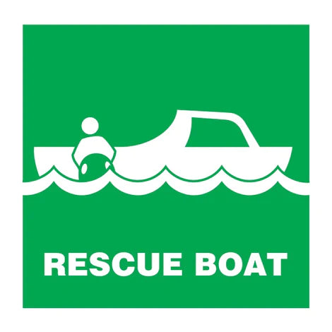 SAFETY SIGN RESCUE BOAT 150x150 MM