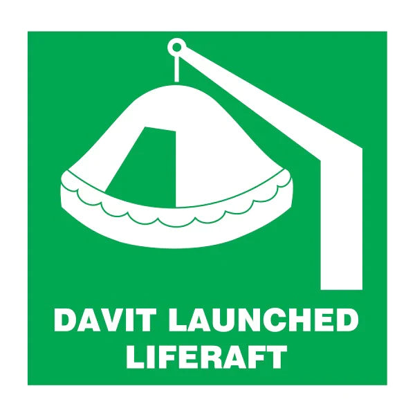 SAFETY SIGN DAVIT-LAUNCHED LIFERAFT 150x150 MM