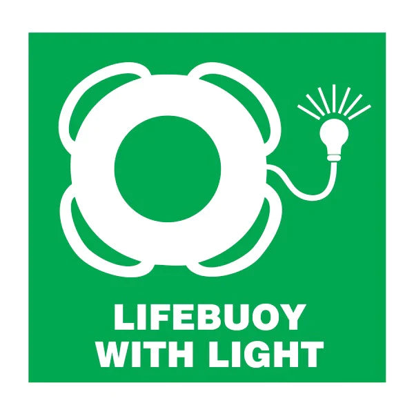 SAFETY SIGN LIFEBUOY WITH LIGHT 150x150 MM