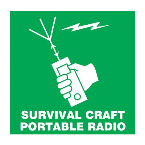 SAFETY SIGN SURVIVAL CRAFT PORTABLE RADIO 150x150 MM