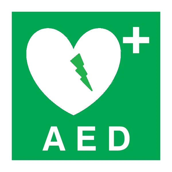 Defibrillator symbol with text