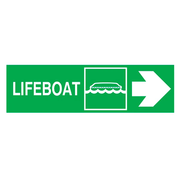 DIRECTION SIGN LIFEBOAT/ARROW HORIZ(R) 100x300 MM
