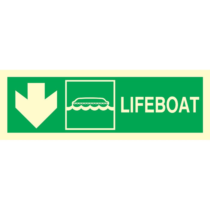 DIRECTION SIGN ARROW DOWN/ LIFEBOAT 100x300 MM