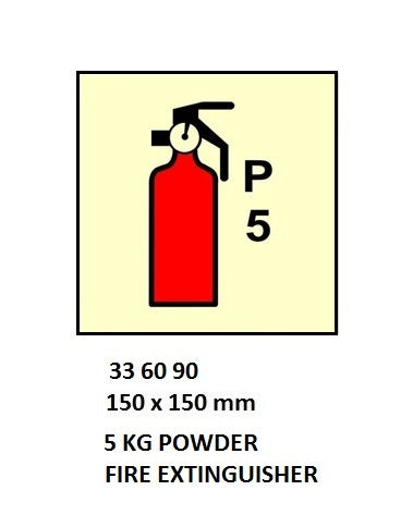 FIRE CONTROL SIGN 5 KG POWDER FIRE EXTINGUISHER 150x150 MM