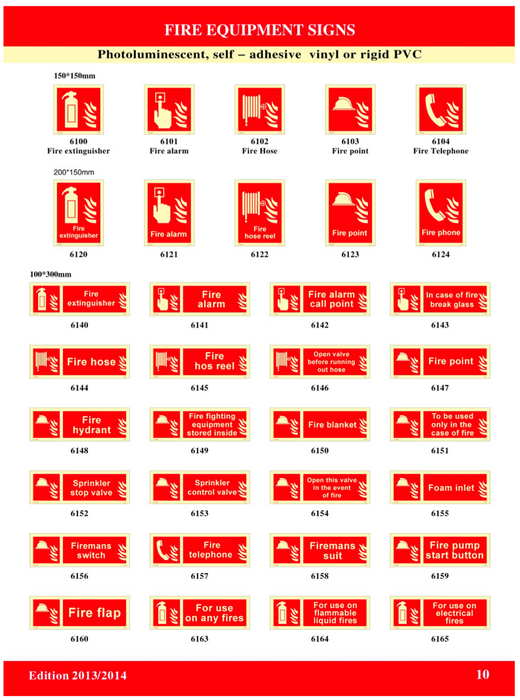 FIRE EQUIPMENTS SIGNS (SIZE 150*150mm)