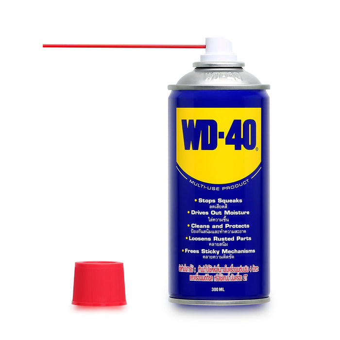 WD-40 น้ำมันอเนกประสงค์ ดับบลิวดี สี่สิบ ขนาด 300 มิลลิลิตร ใช้หล่อลื่น คลายติดขัด ไล่ความชื่น ทำความสะอาด ป้องกันสนิม สีใส ไม่มีกลิ่นฉุน